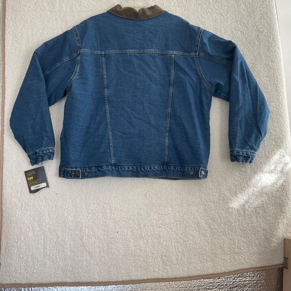 Lee Blue Denim Men’s XL Jacket NWT W/ Brown Corduroy Collar & Fleece Lining - Picture 2 of 16